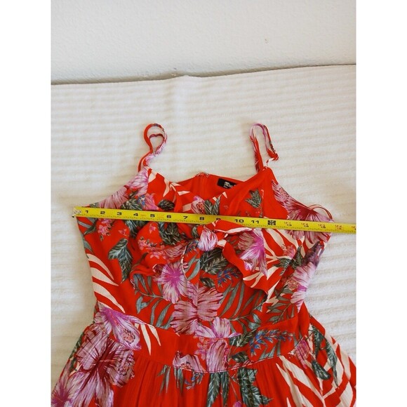 Miss Me Womens Maxi Dress Small Red Tropical Sleeveless V-Neck Hawaii Beachy - Picture 14 of 16